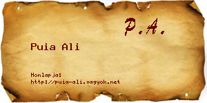Puia Ali névjegykártya